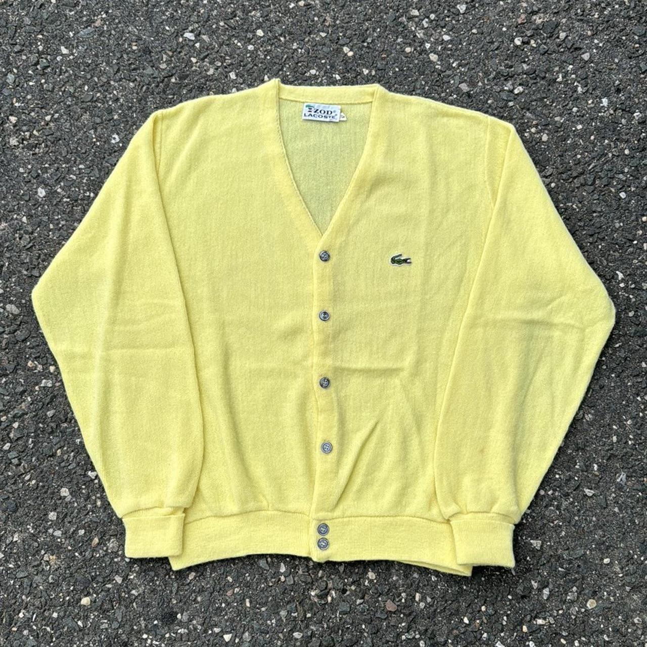 Vintage Lacoste yellow cardigan sweater size large... Depop