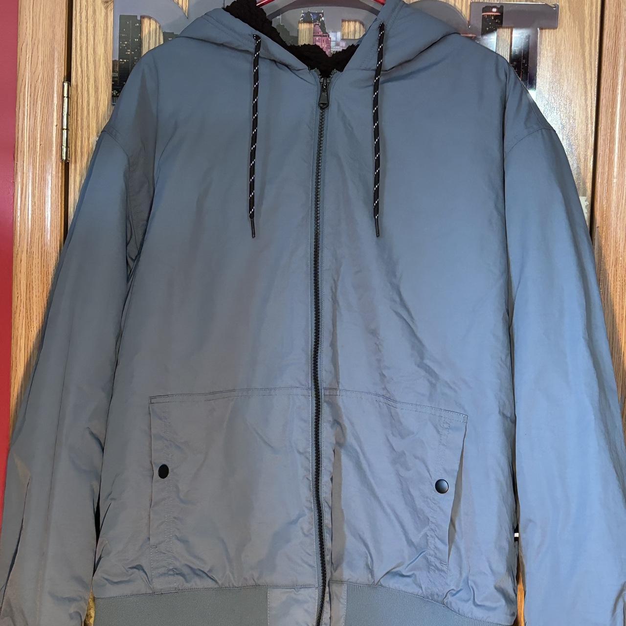 Edgar and Ash Men’s Blue Gray Puffer Jacket Sherpa... - Depop