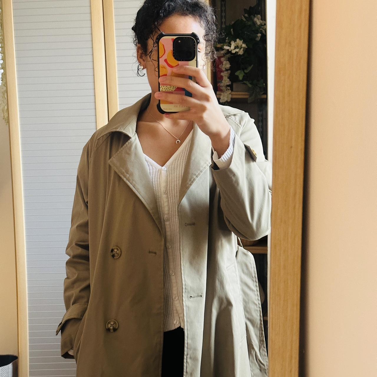 Khaki green trench coat not as brown as... Depop