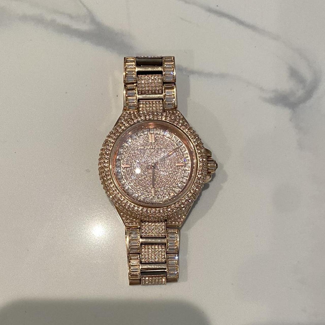 Michael Kors Women's Gold and Pink Watch | Depop