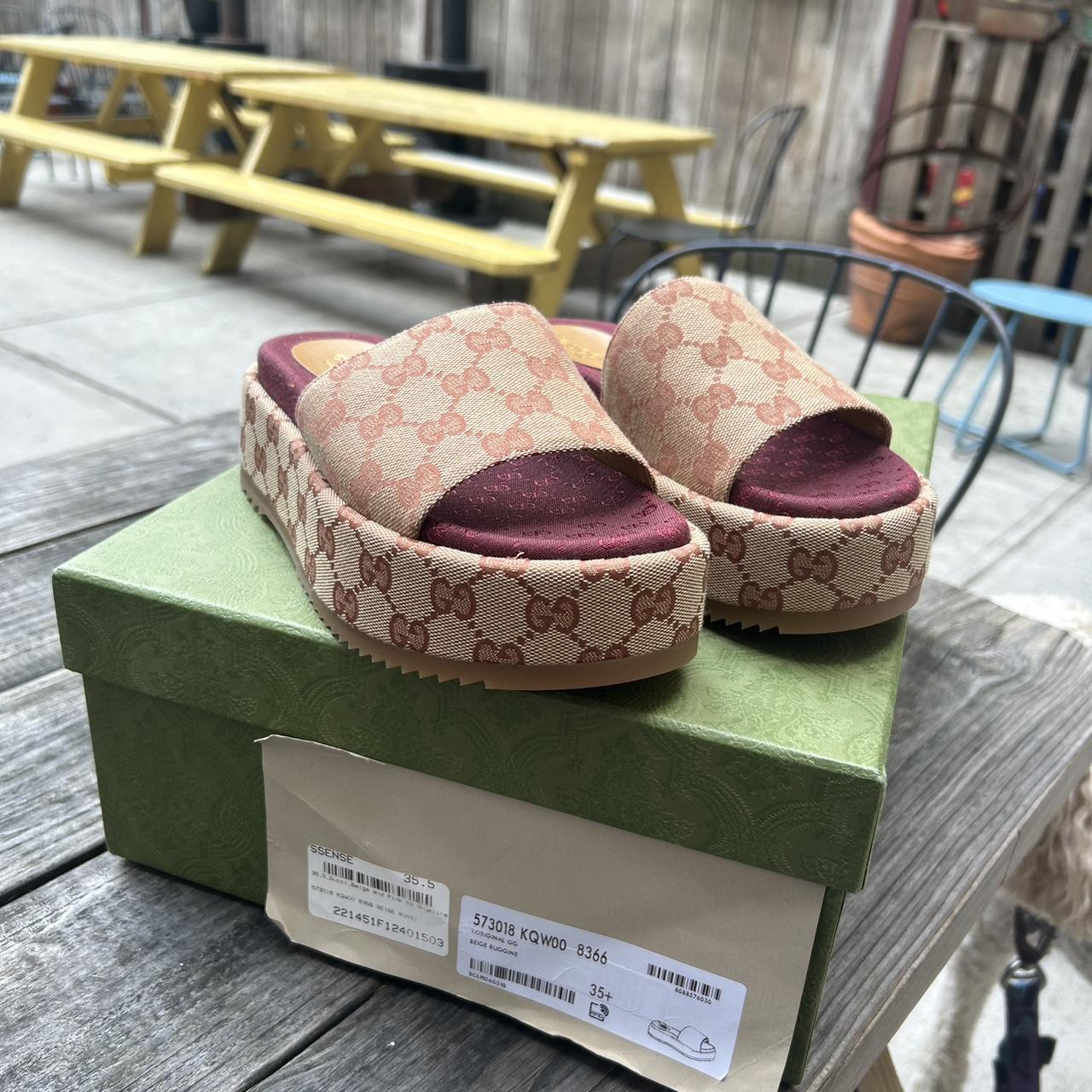 Burgundy gucci online slides