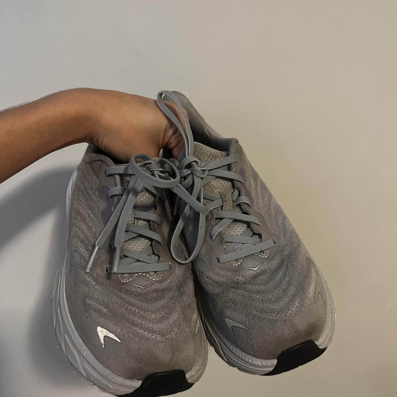 Grey hoka running shoes women 7.5 - Depop