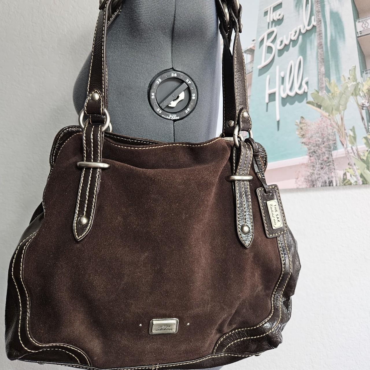 THE SAK Pink Label Pebbled Leather Shoulder Bag Purse Stitching Tassels  Brown | eBay