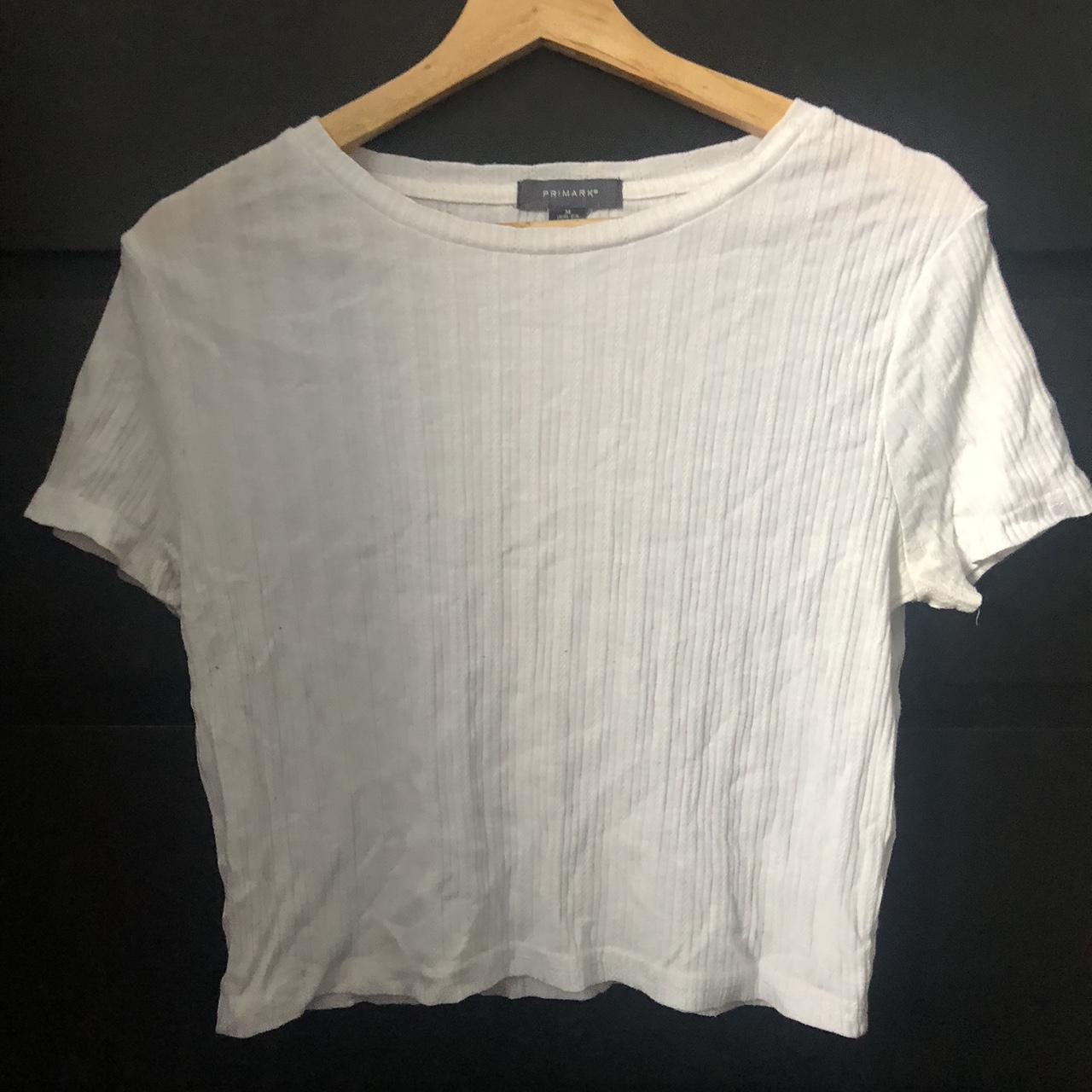 primark white cropped ribbed tshirt - Depop