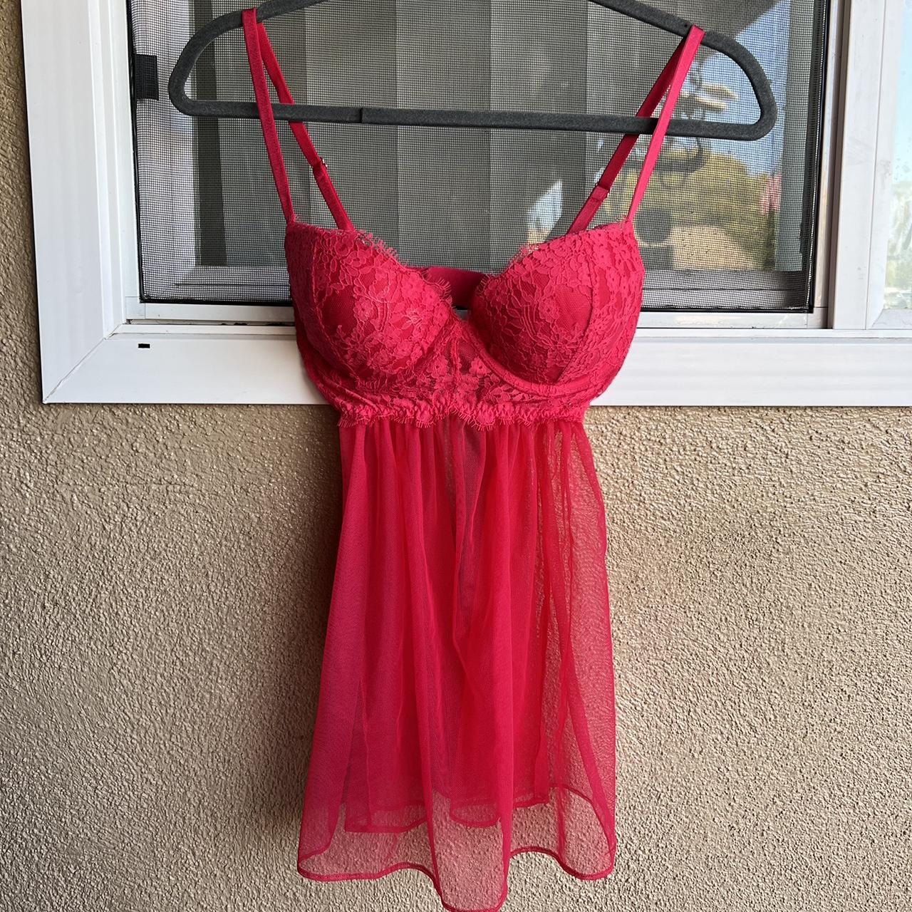 victoria secret lingerie red babydoll lace tulle - Depop