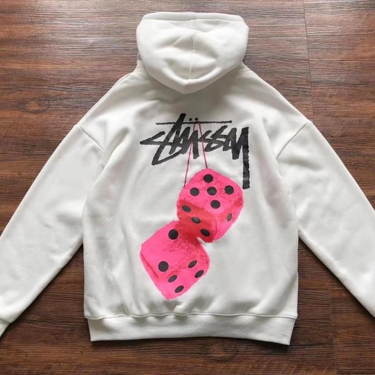 White stussy hoodie - Depop