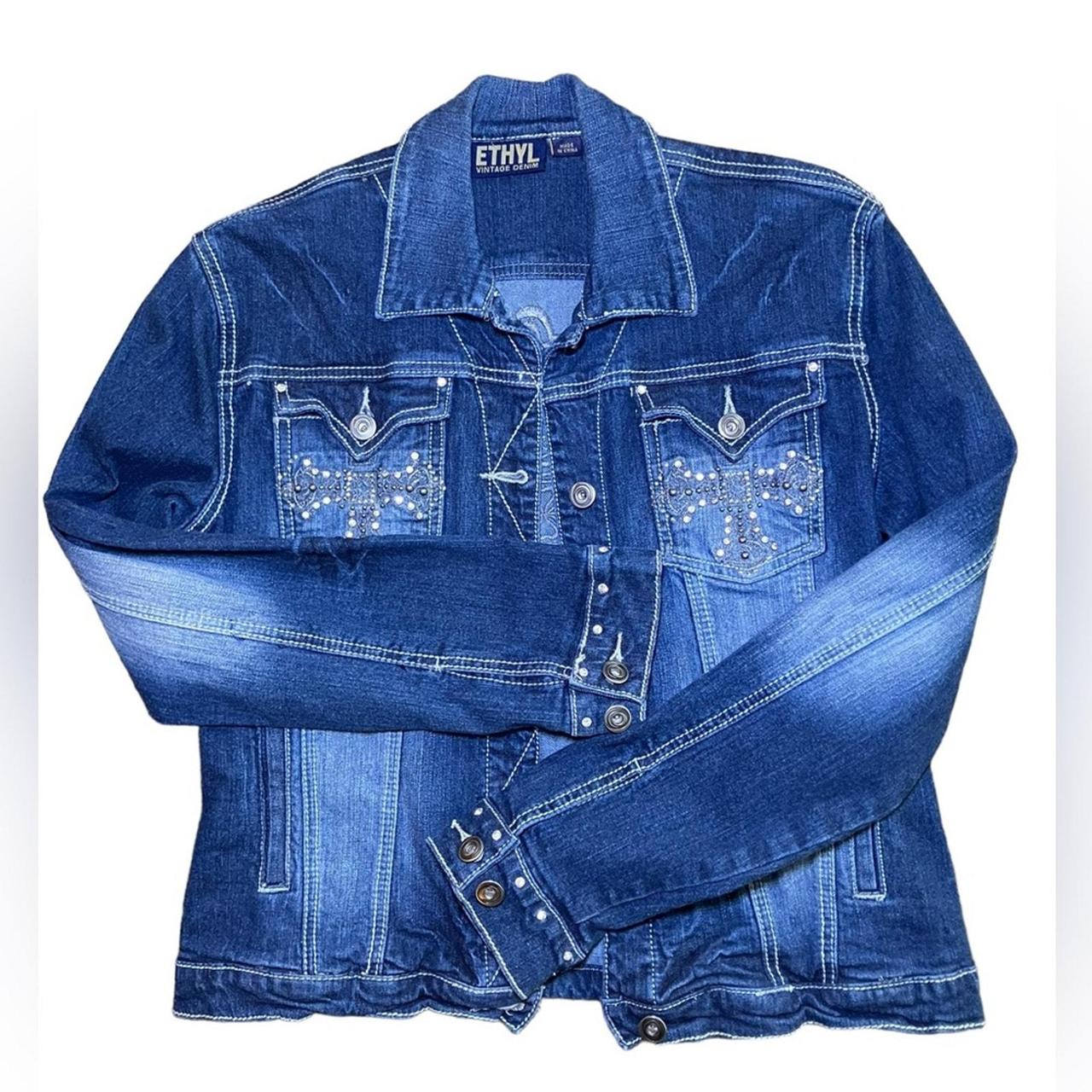 Y2K Inspired Ethyl Vintage Denim Bedazzled Cross. Depop