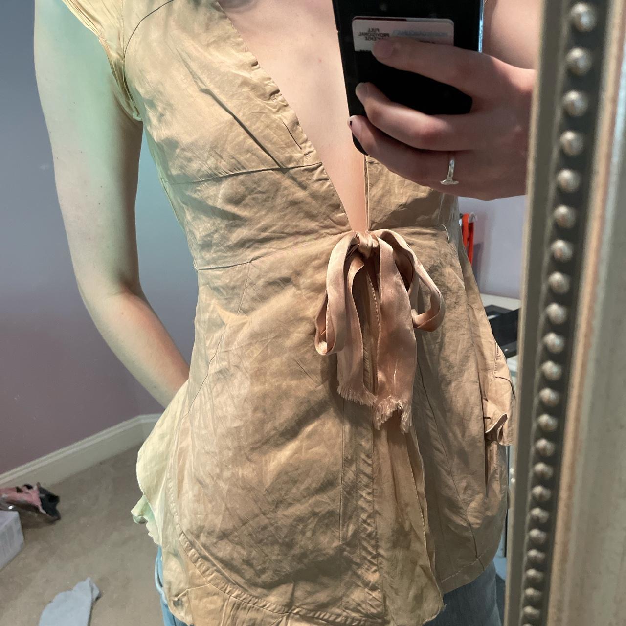 Marithé + François Girbaud Women's Tan Blouse | Depop