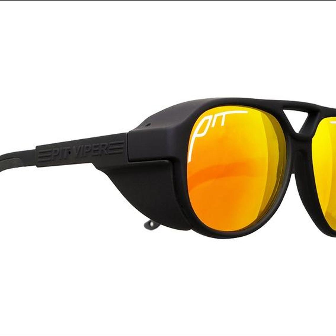 Men's Black and Orange Sunglasses Depop