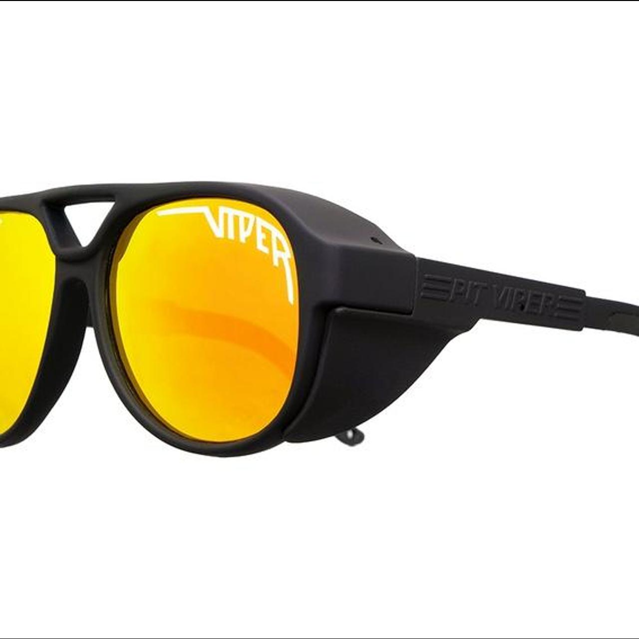 Men's Black and Orange Sunglasses Depop