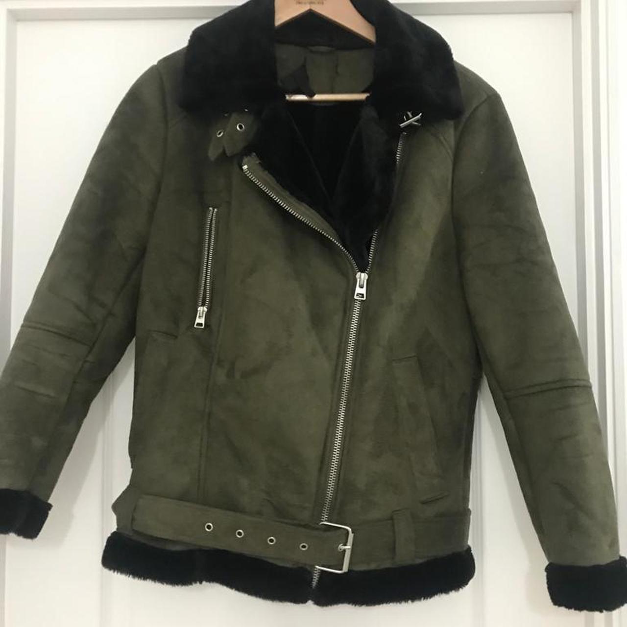 Topshop green hot sale suede jacket