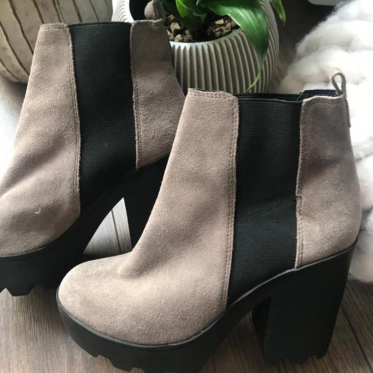 Block Heel River Island Grey Boots River Island Size Leather/suede