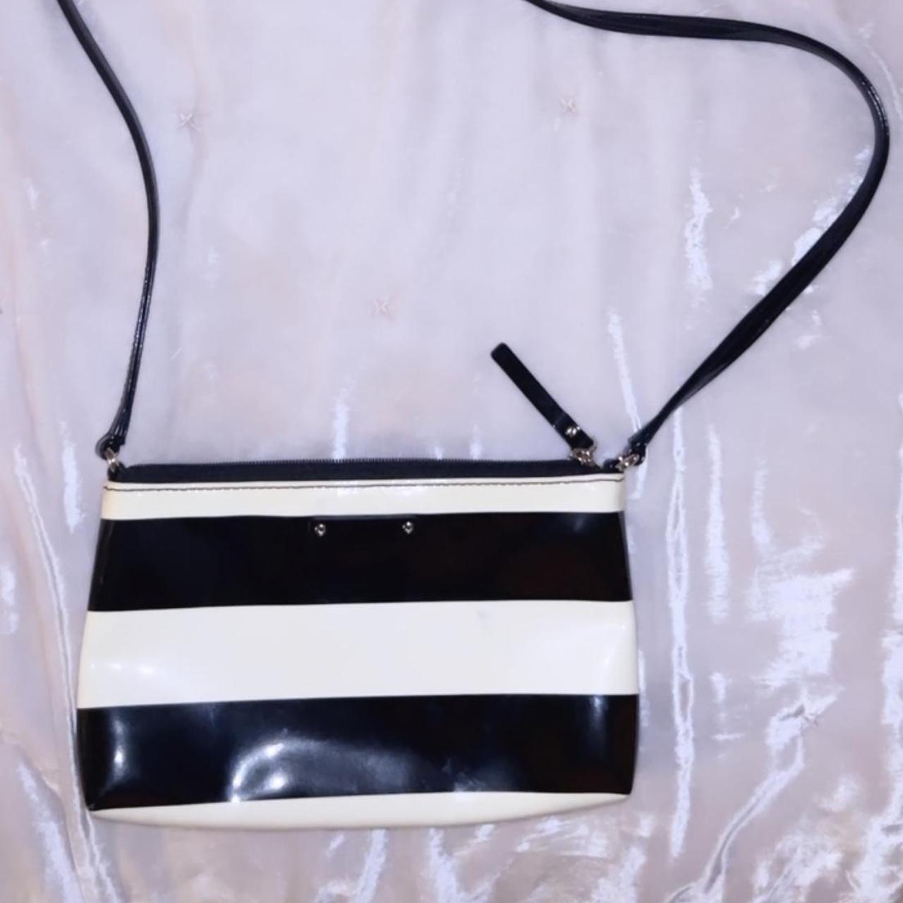 black and white striped kate spade bag white looks... Depop