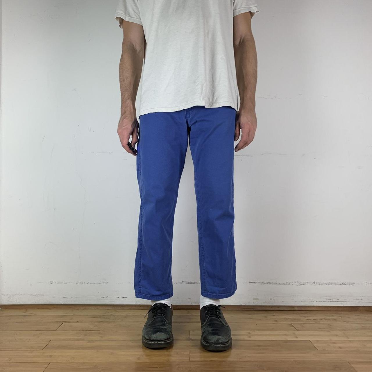 90S VINTAGE CORNFLOWER BLUE PANTS ① cotton,... Depop