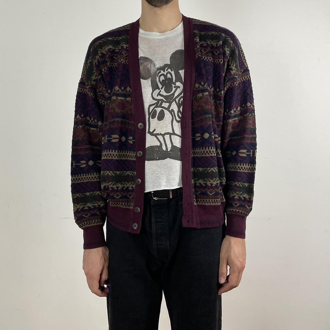Men's Burgundy Cardigan Depop