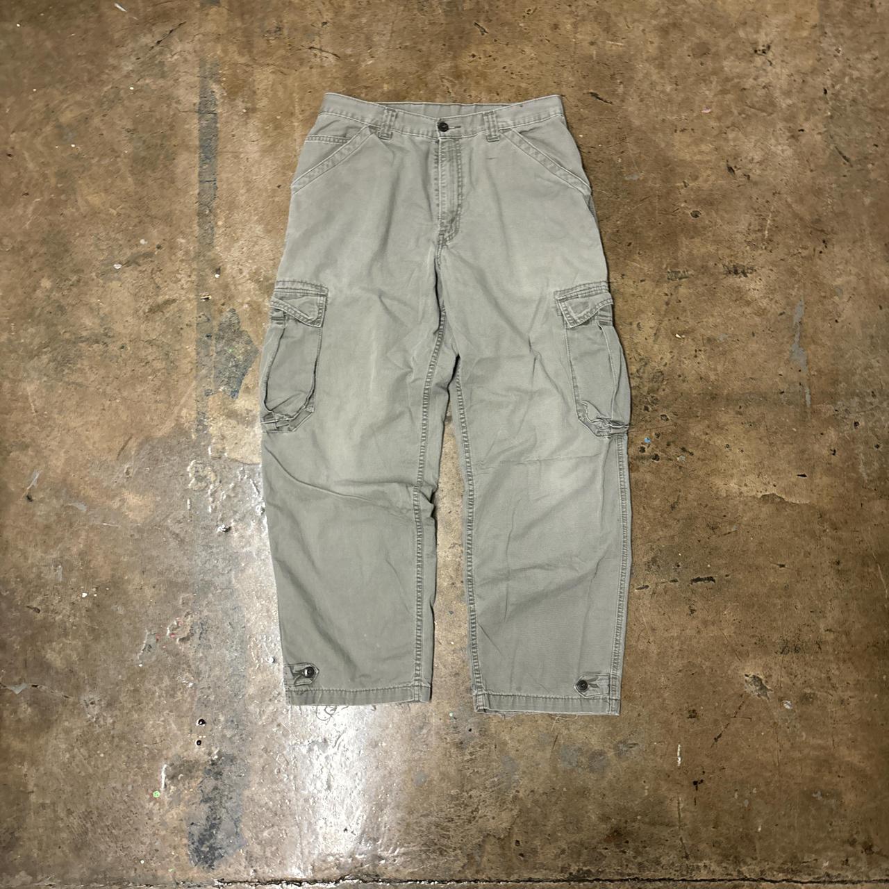 90S VINTAGE LEVIS GRAY CARGO PANTS ① duck canvas... - Depop