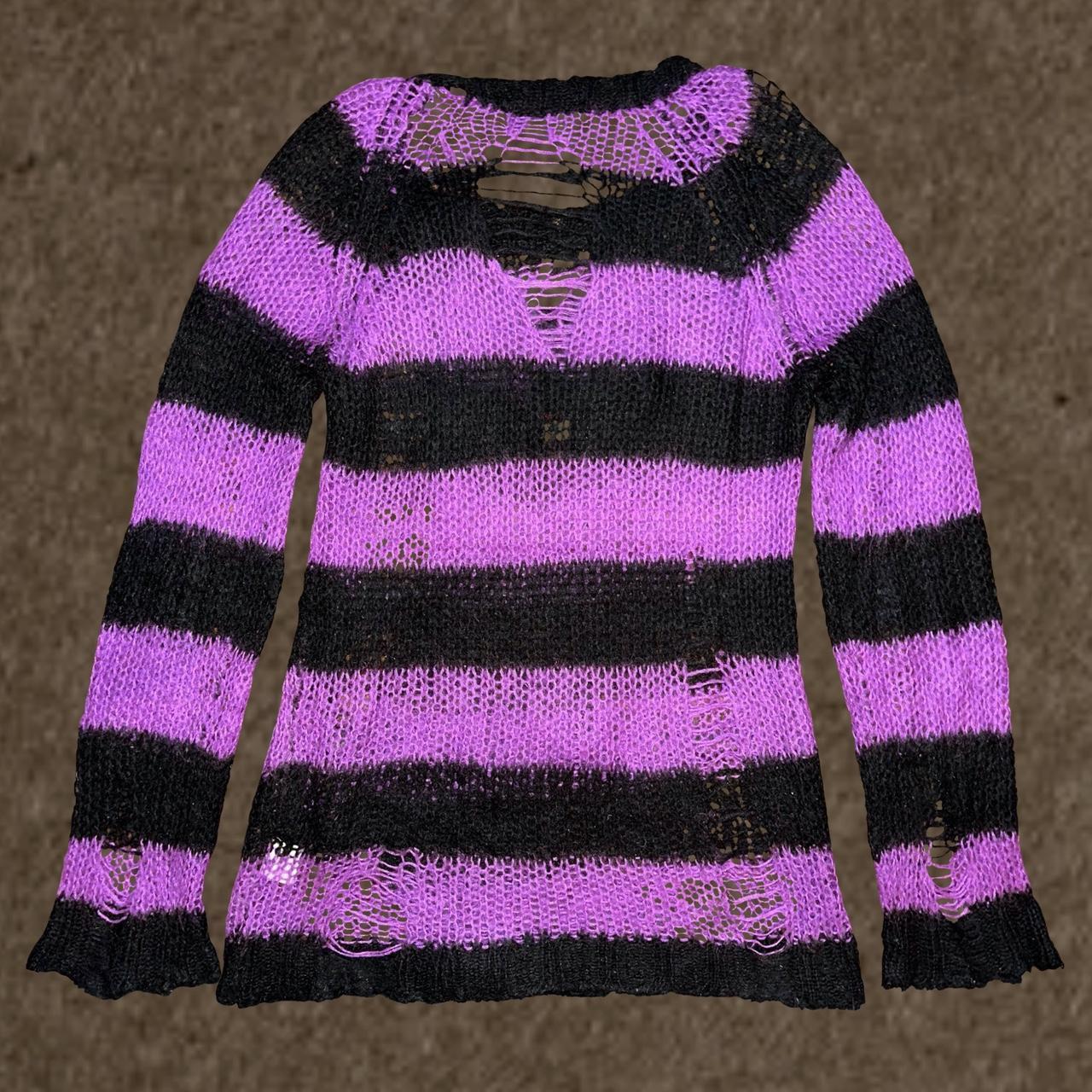 Sex Pot Revenge Blue & Black Striped Knit Japanese | Depop