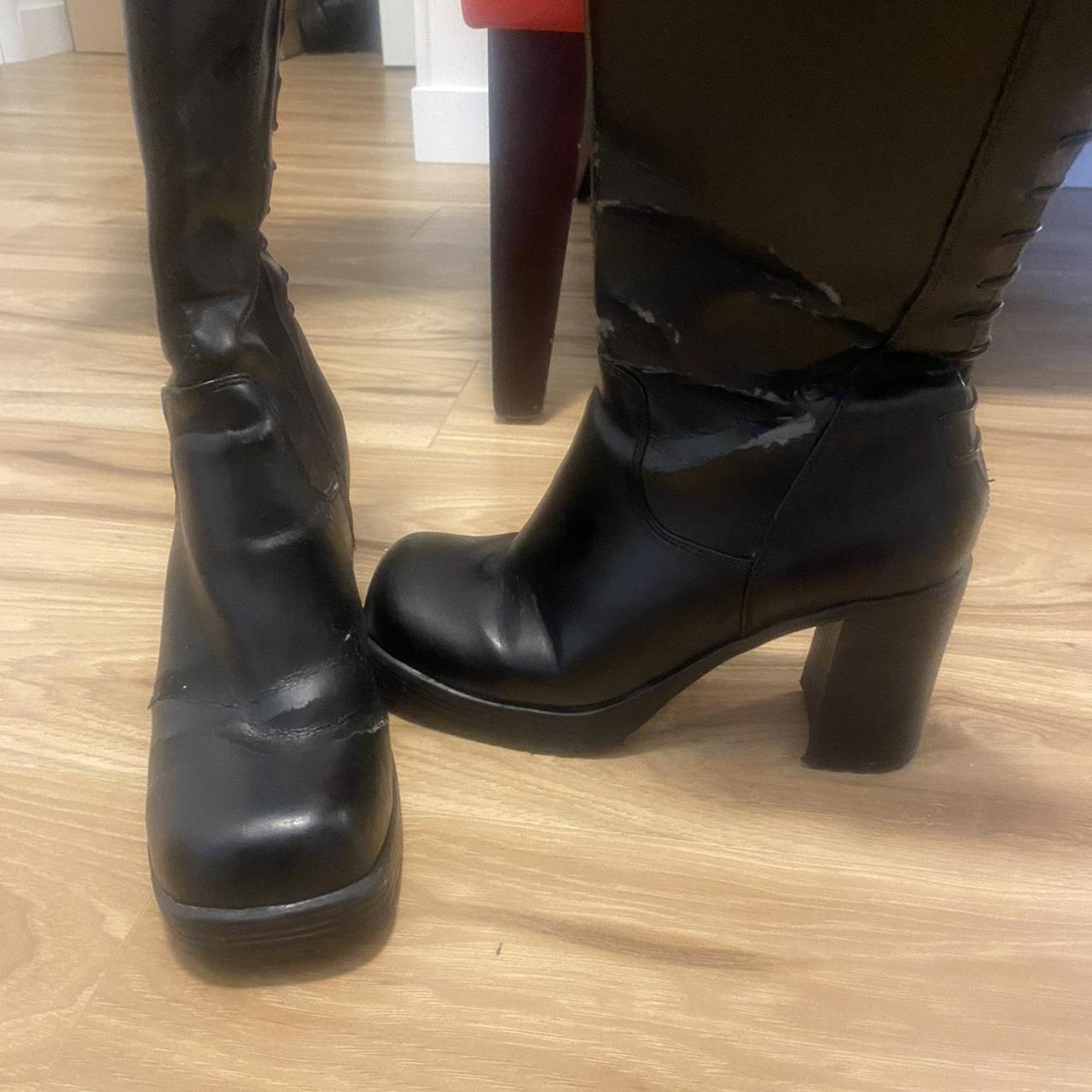 platform black boots lace up