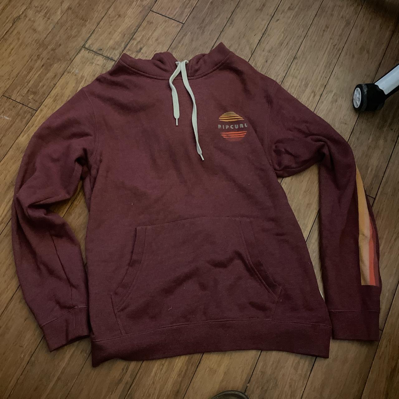 Rip Curl Men's Burgundy and Orange Hoodie | Depop