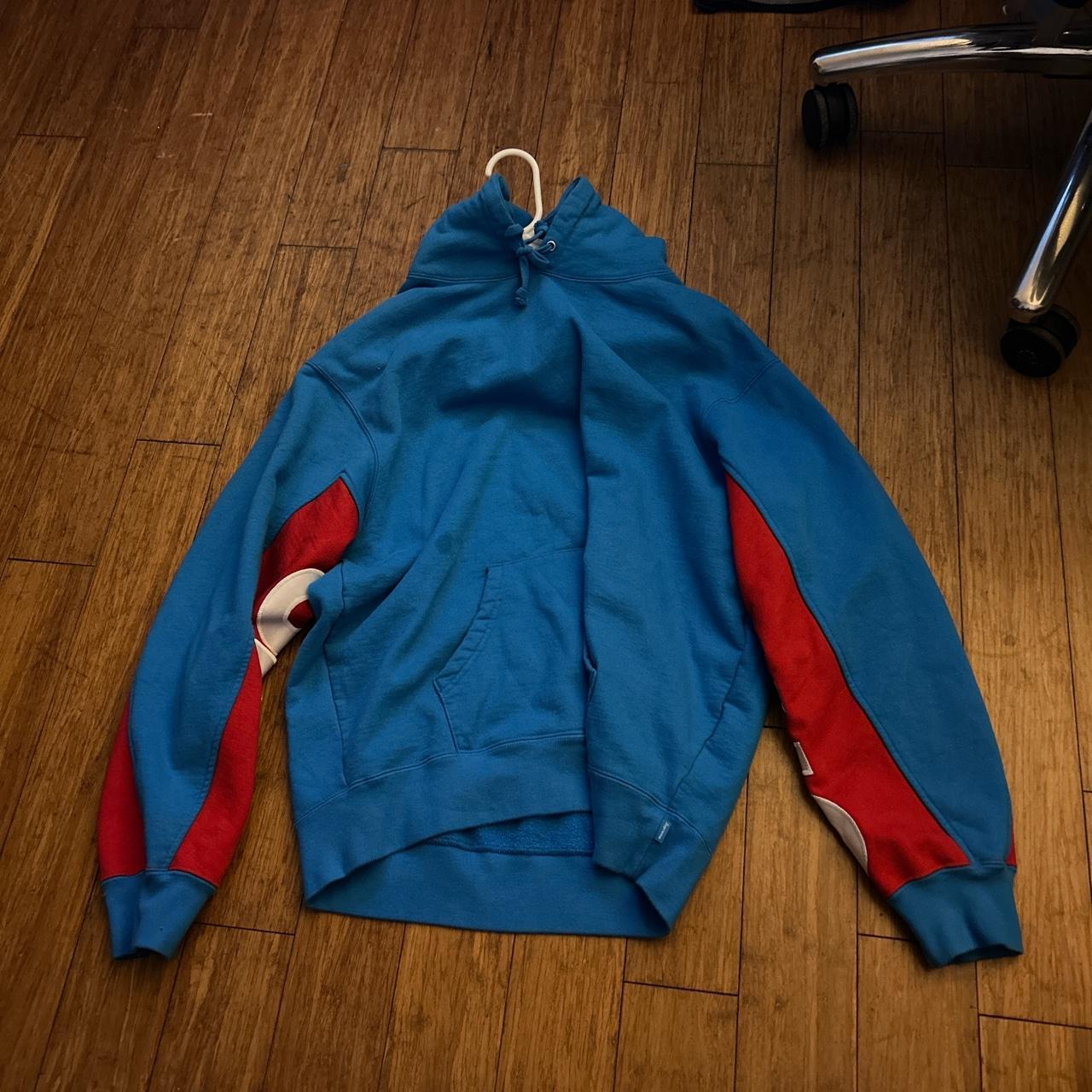 Supreme blue red on sale hoodie