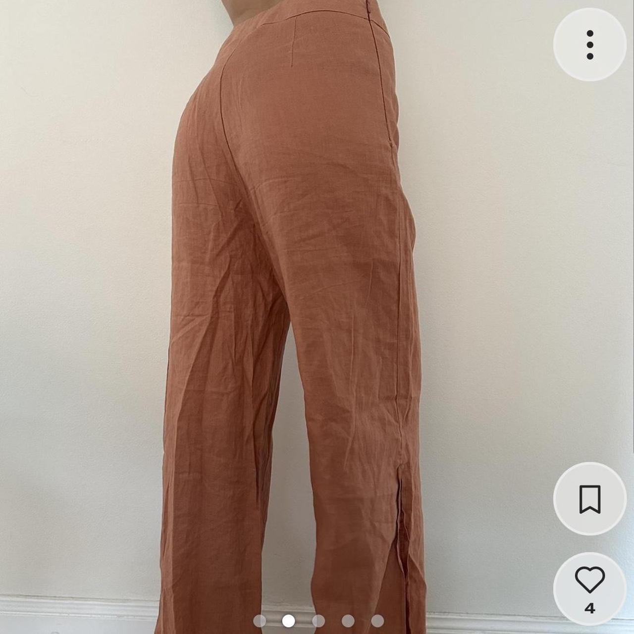 🤍 DISSH 🤍 Orange linen pants with slit on... Depop