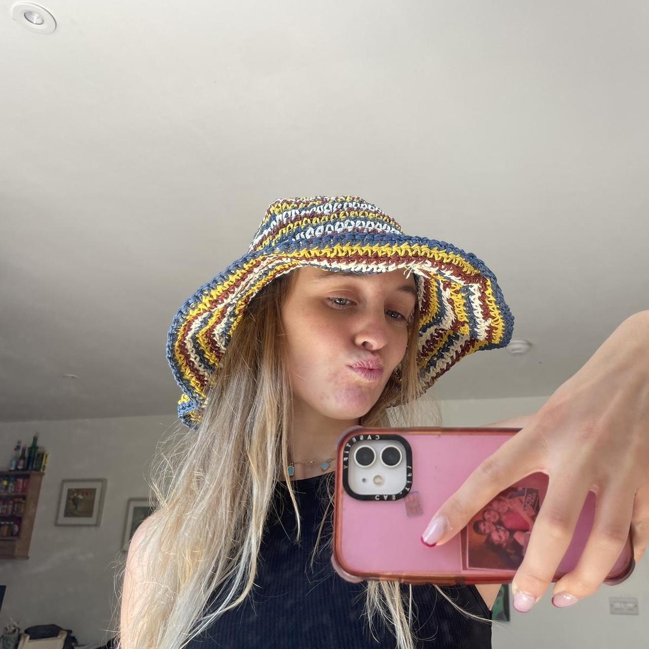 Zara multicoloured woven sun hat Depop
