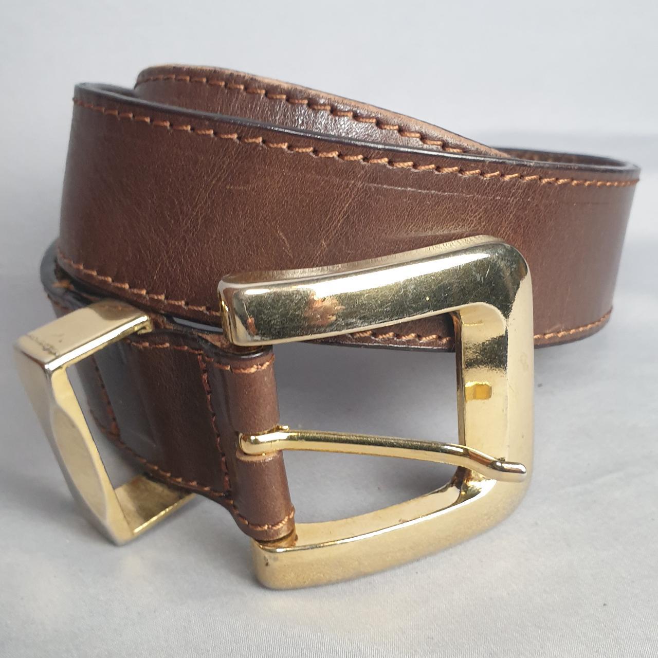 Women's Brown and Gold Belt Depop