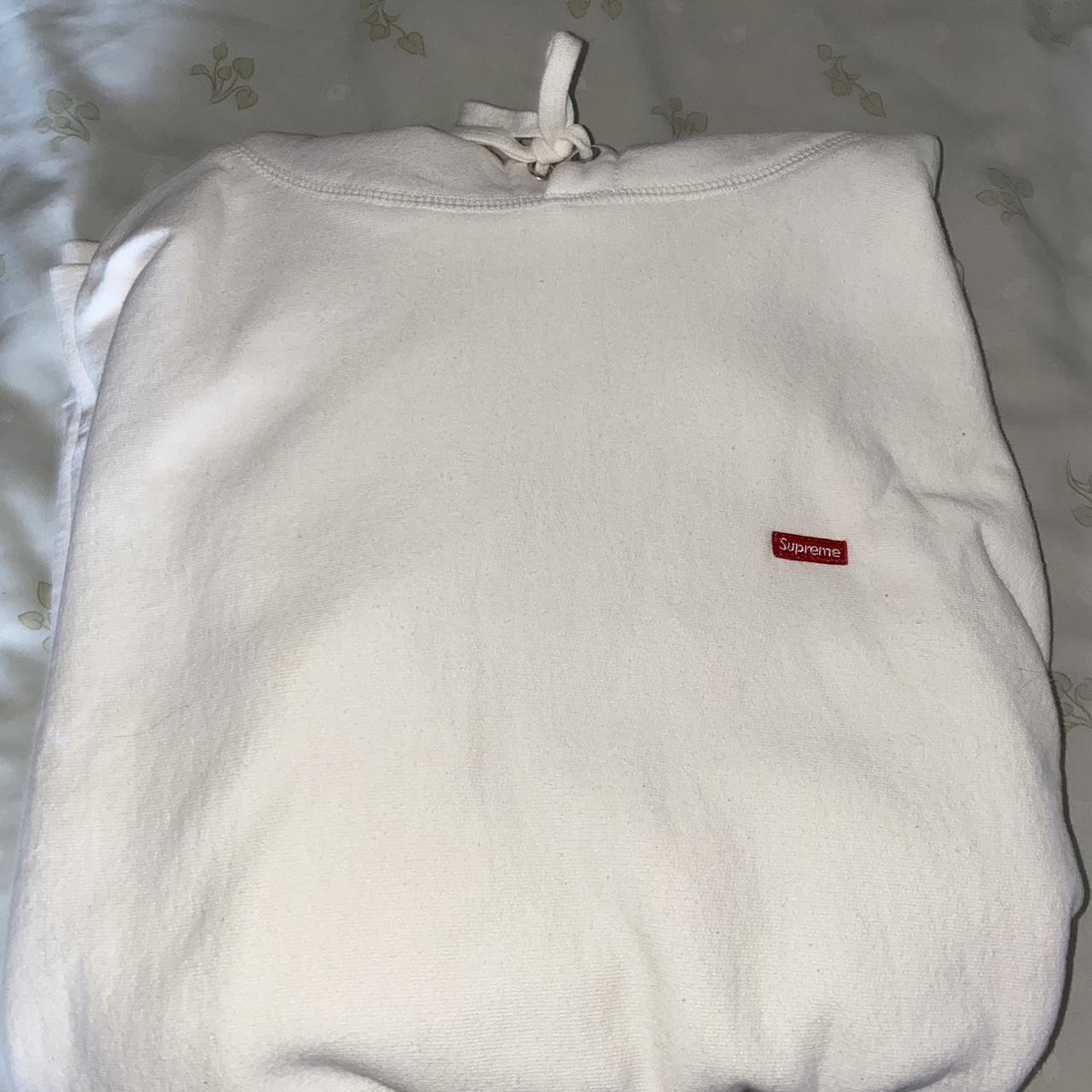 small box white supreme logo hoodie #supreme... - Depop