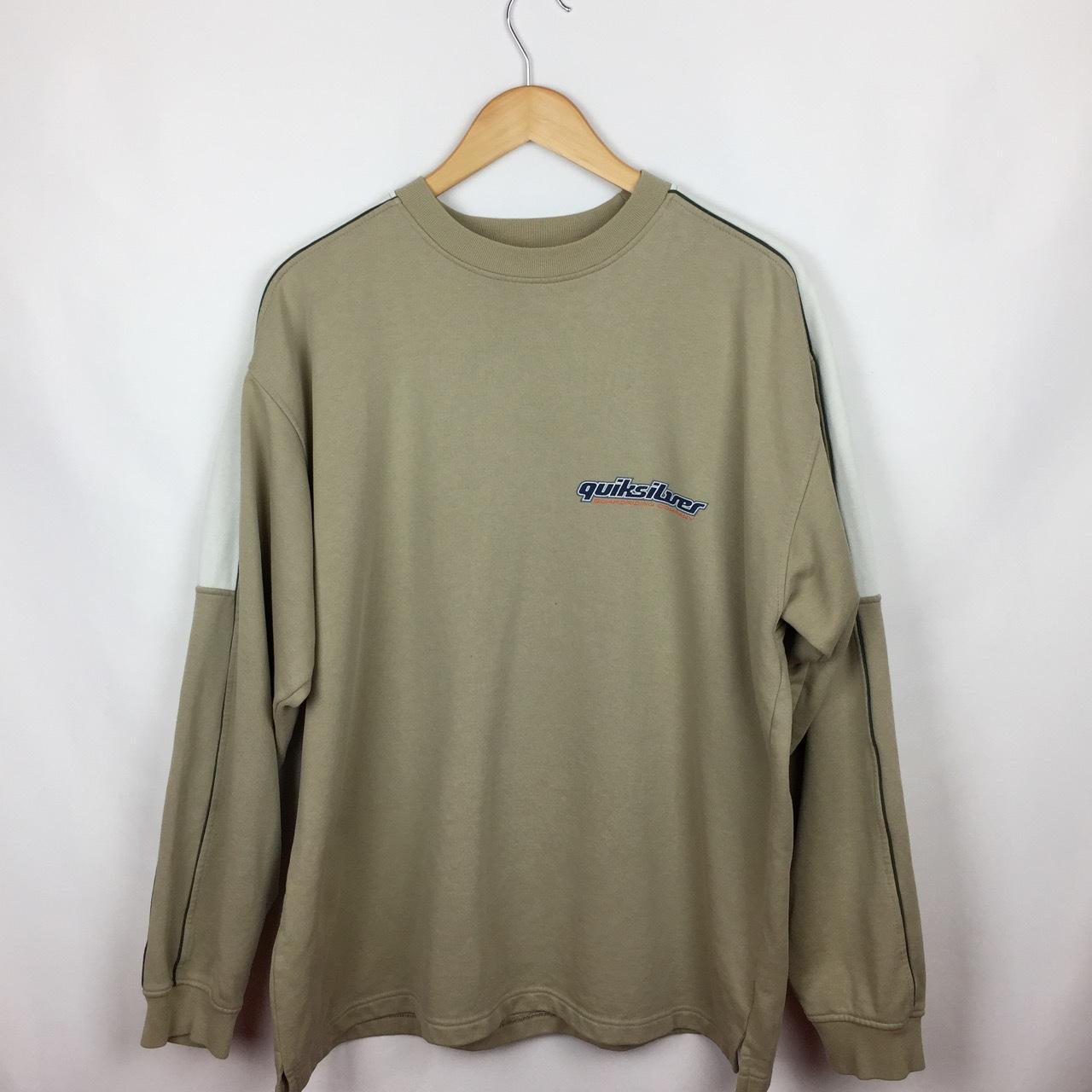 Vintage Y2K Mens Tan QuikSilver Sweatshirt Front and... - Depop