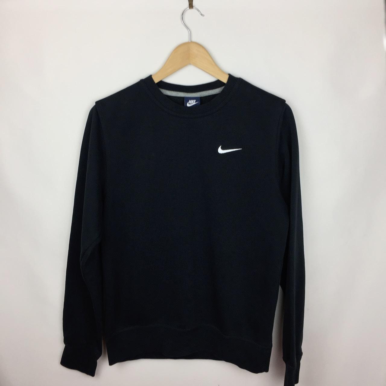 Black Nike Sweatshirt White Embroidered logo... - Depop