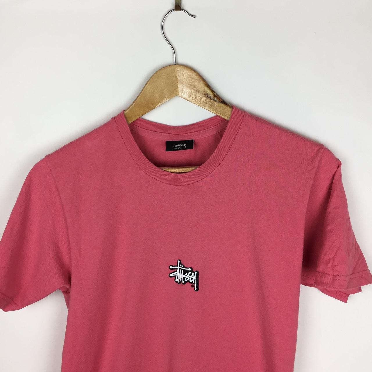 Pink Stussy Tshirt White Spellout Size: Men's - Depop