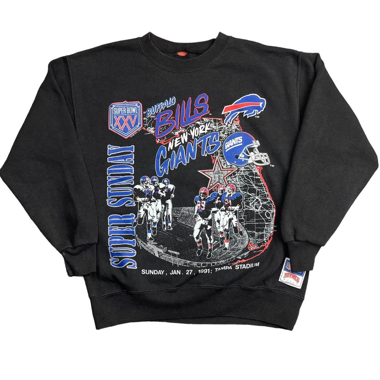 Vintage Buffalo Bills 1991 Super Bowl XXV Crewneck Sweatshirt Nutmeg Mills  Made USA Size Xtra Large NFL Football New York Pull Over