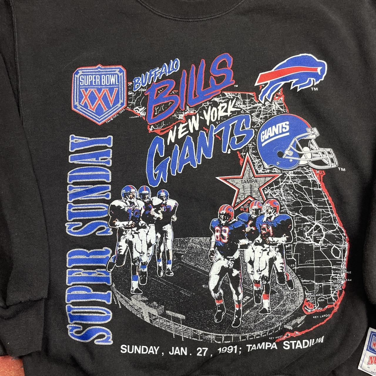 Vintage Buffalo Bills 1991 Super Bowl XXV Crewneck Sweatshirt Nutmeg Mills  Made USA Size Xtra Large NFL Football New York Pull Over