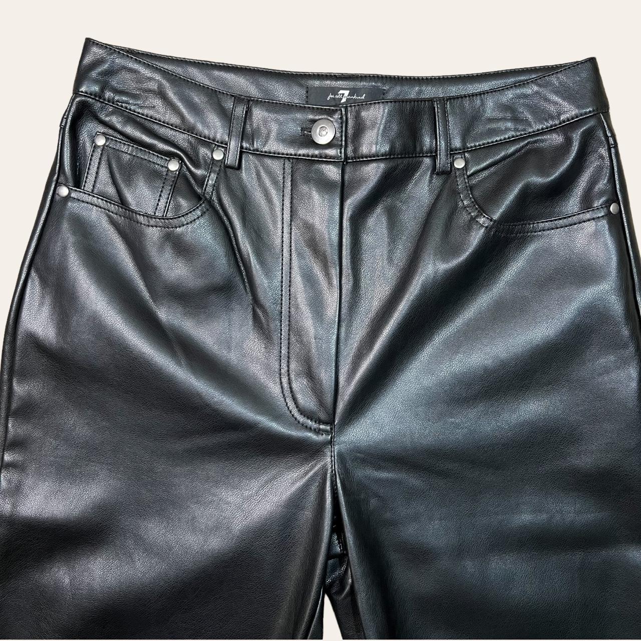Black Faux Leather Straight Leg Pants 7 for all... - Depop