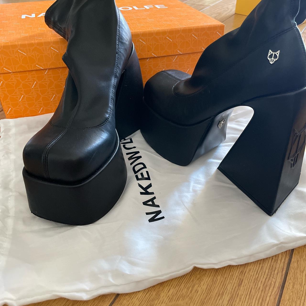 Naked Wolfe Women S Black Boots Depop