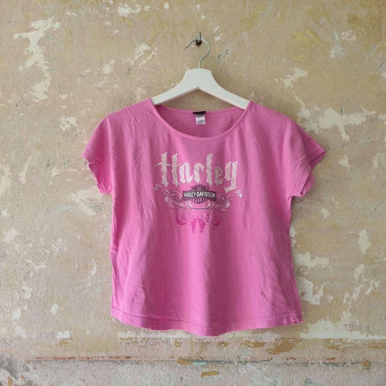 Harley Davidson Women's Pink T-shirt | Depop