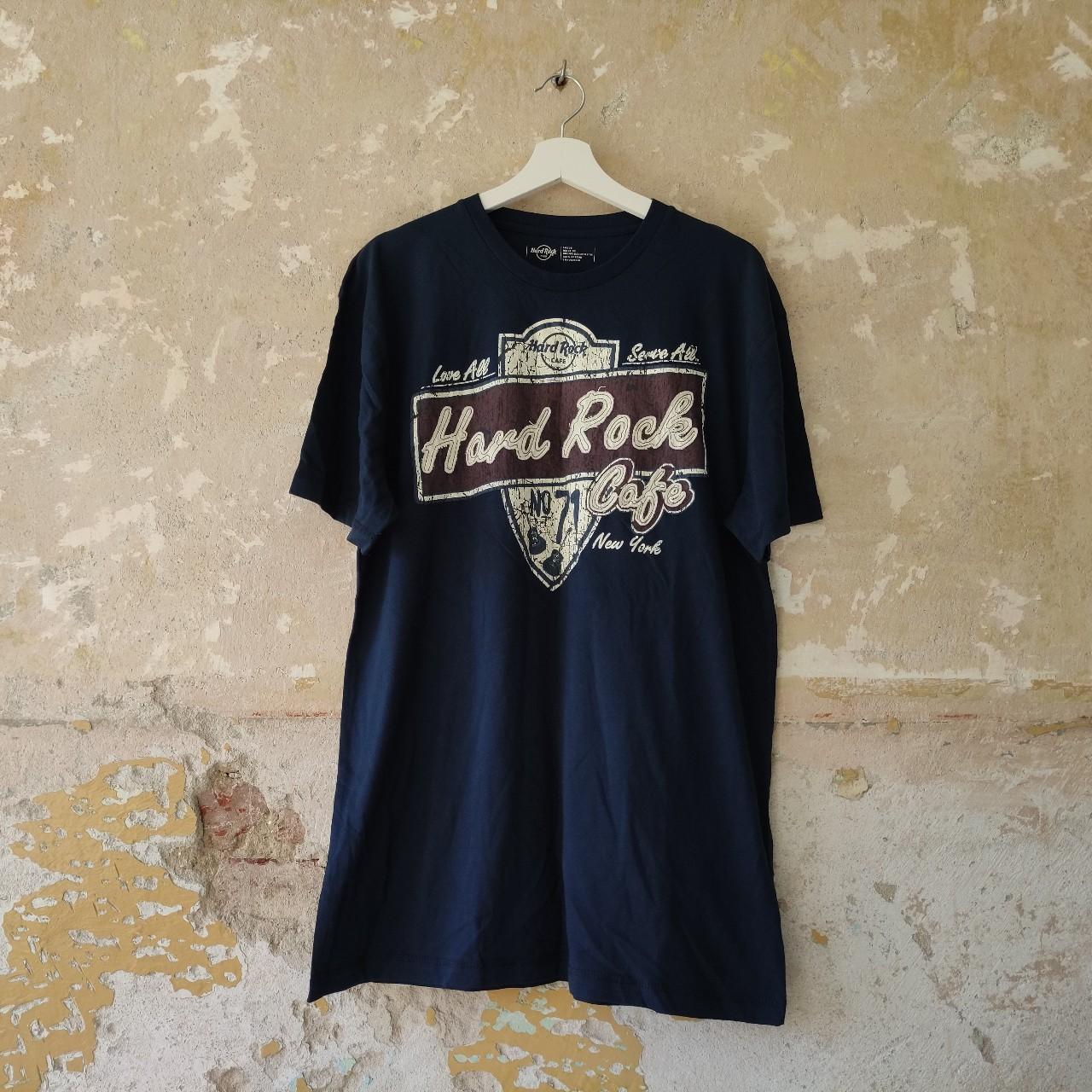 Hard Rock Cafe Women's Black and Blue T-shirt | Depop