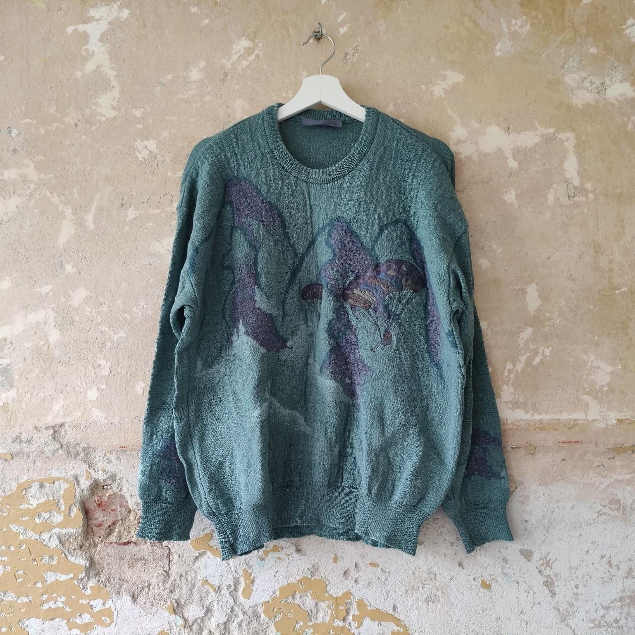 Vintage sweater with embroidery from 90s Fits 52 /... - Depop