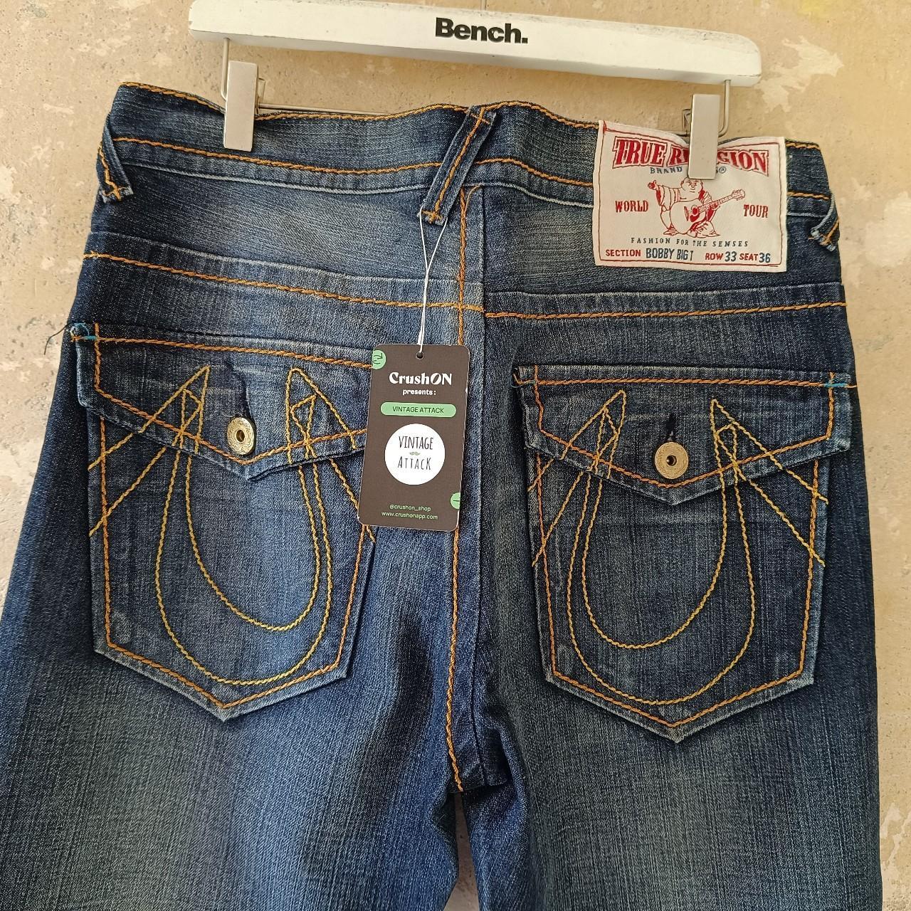 Vintage True Religion flare jeans from y2k in cream | Depop