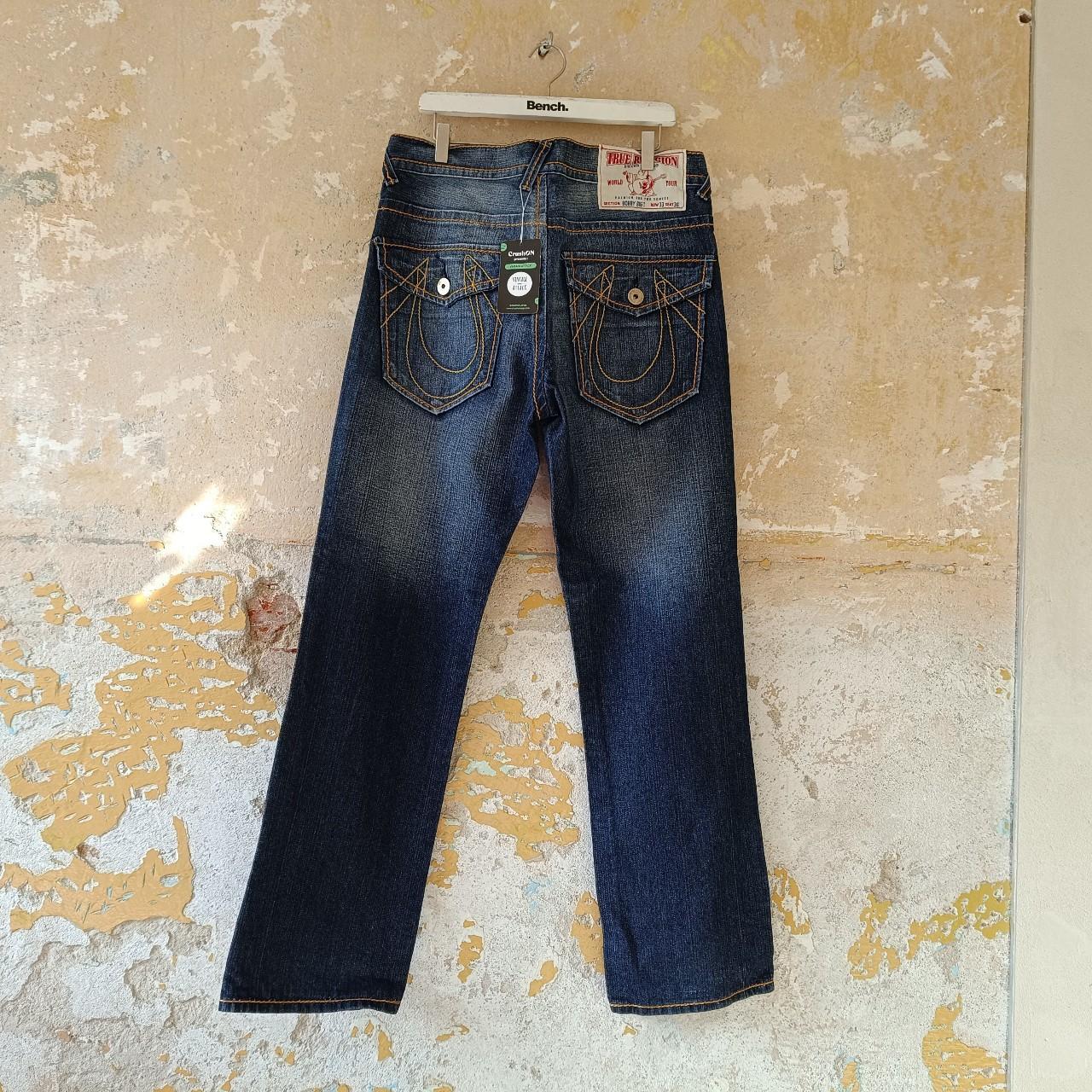 Vintage True Religion flare jeans from y2k in cream | Depop