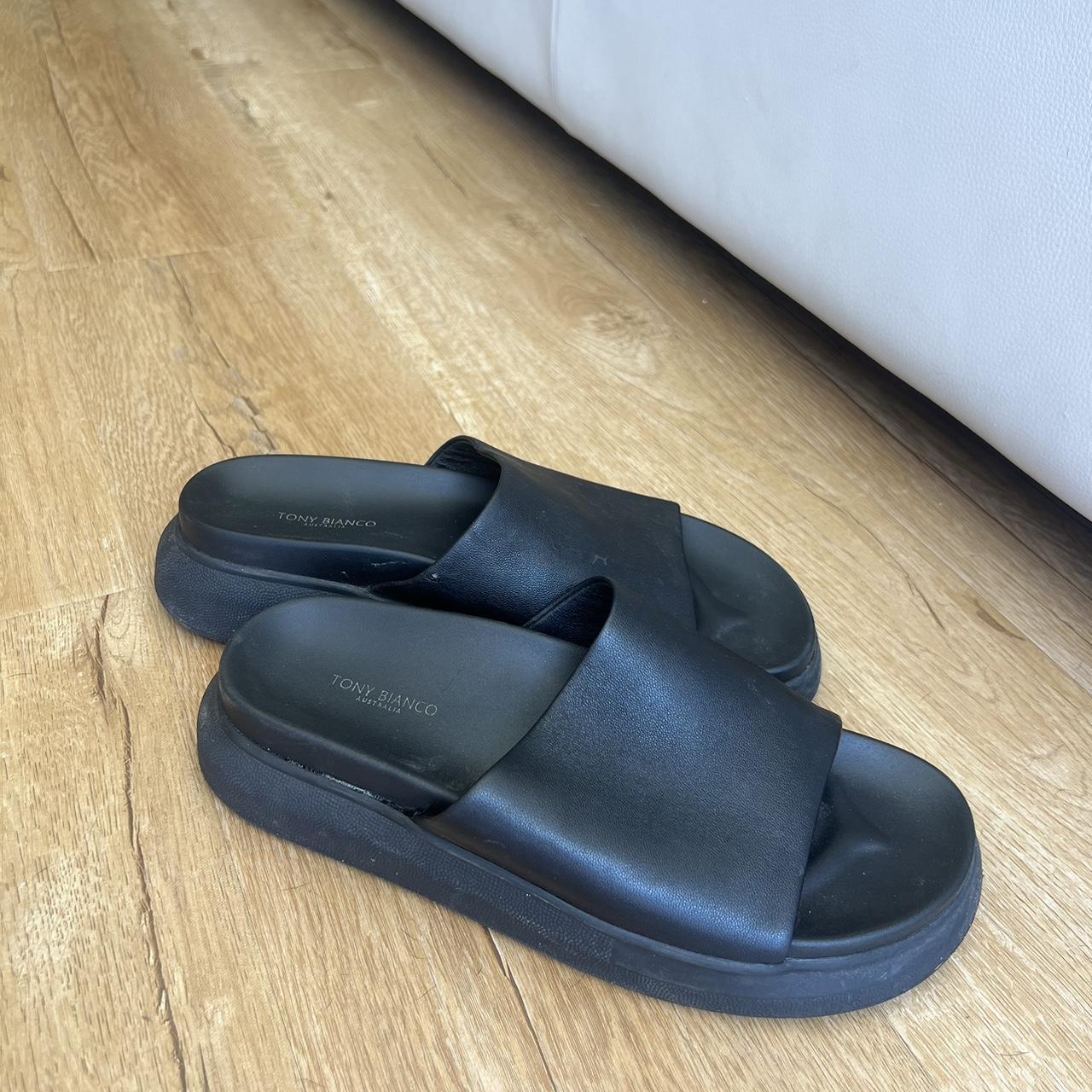 Tony bianco black slides Worn a few times... - Depop