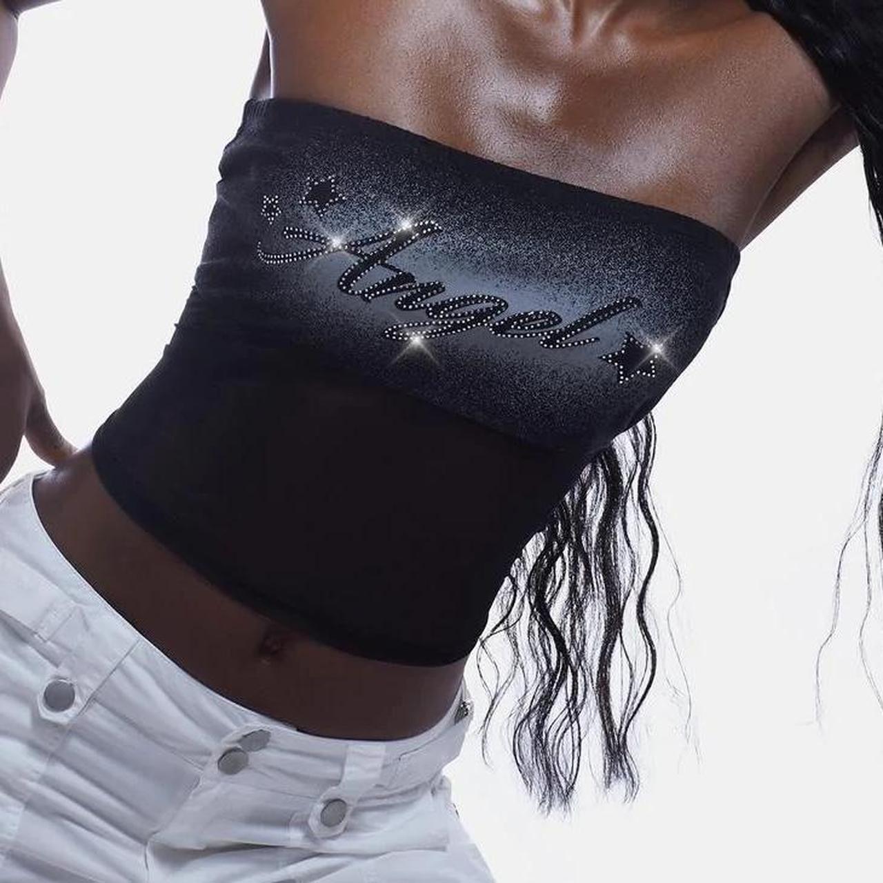 Y2K DOLLS KILL GENERATION KISS BLACK SHIMMER TUBE... Depop