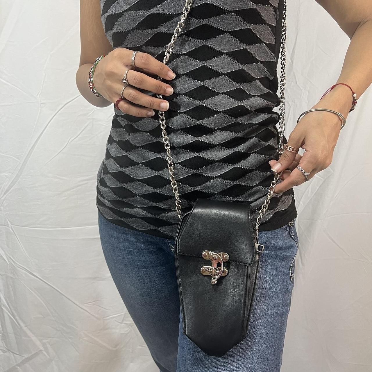 dollskill y2k emo scene black coffin shaped purse.... Depop