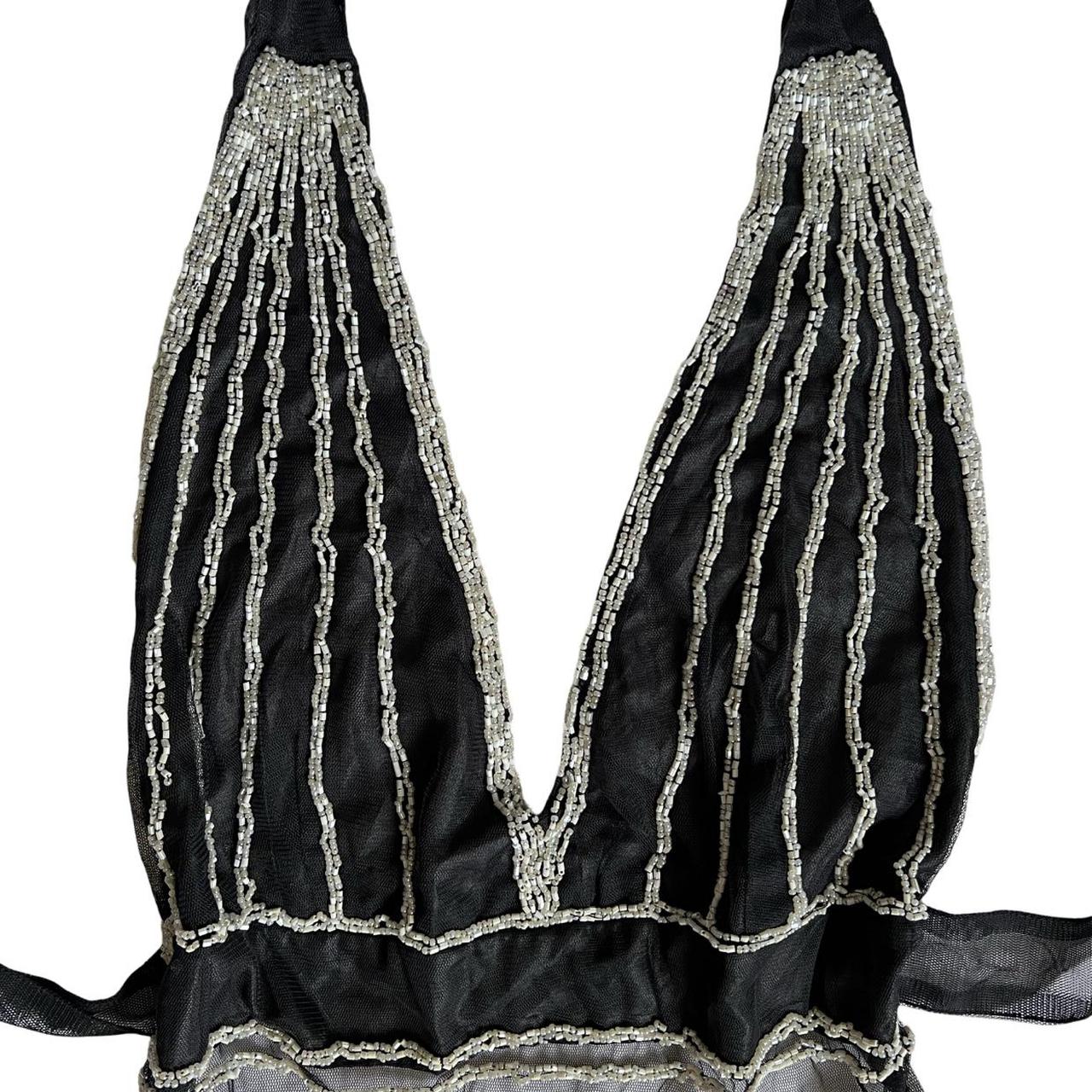 black beaded mesh halter top ⋆𐙚₊˚⊹♡ brand - ice size... - Depop