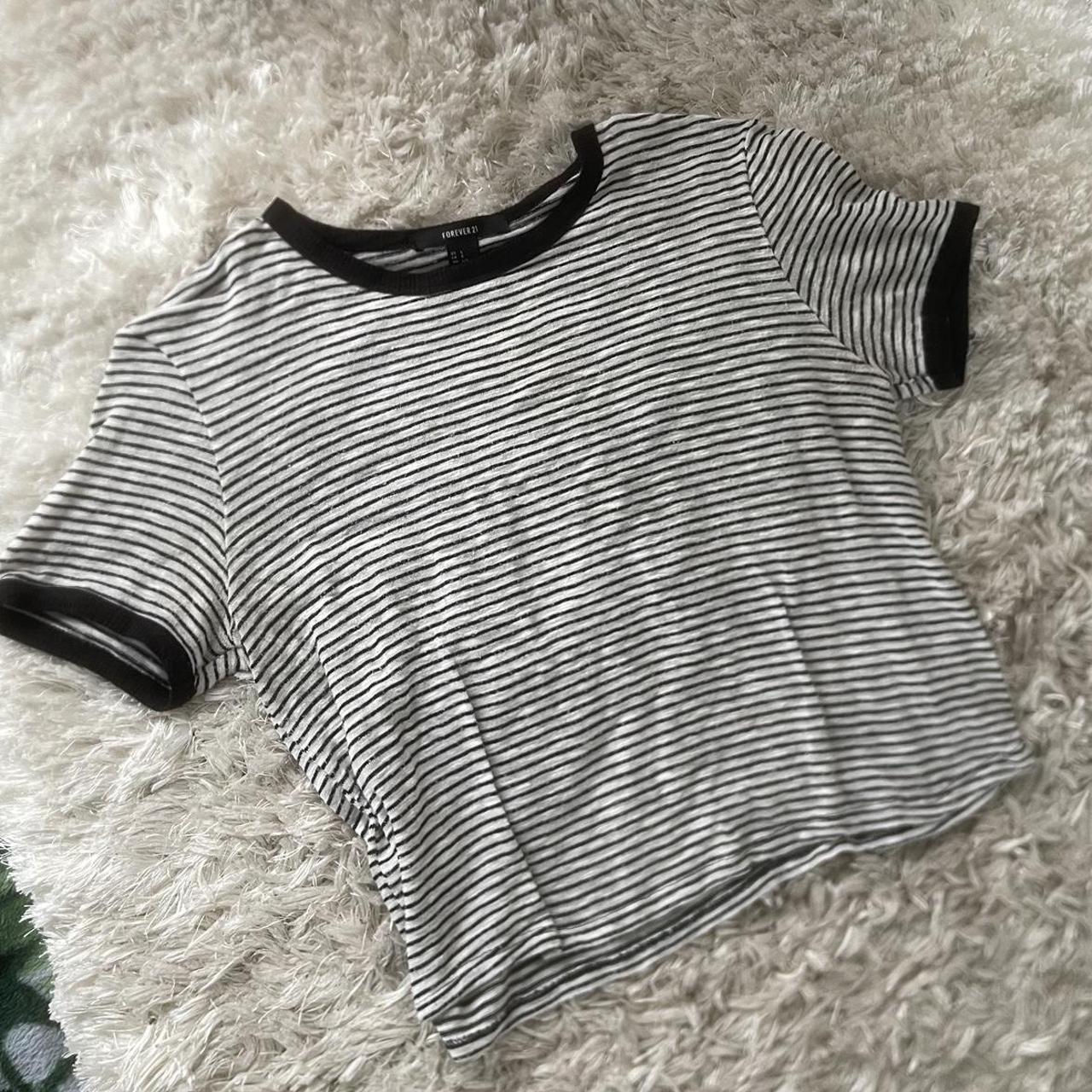 Striped Shirt Forever 21 black and white striped... - Depop