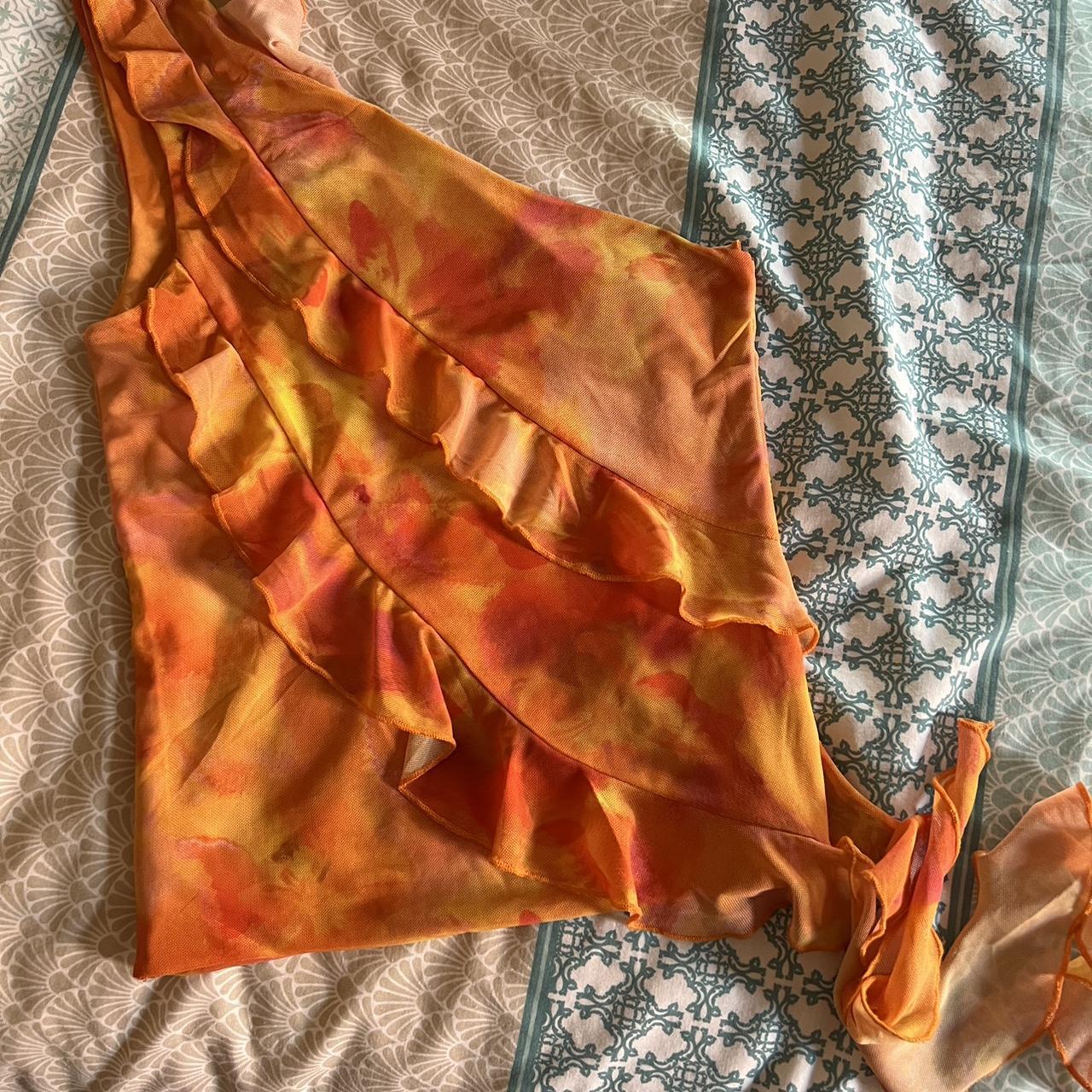 yellow and orange ruffle glassons top, sold out... - Depop