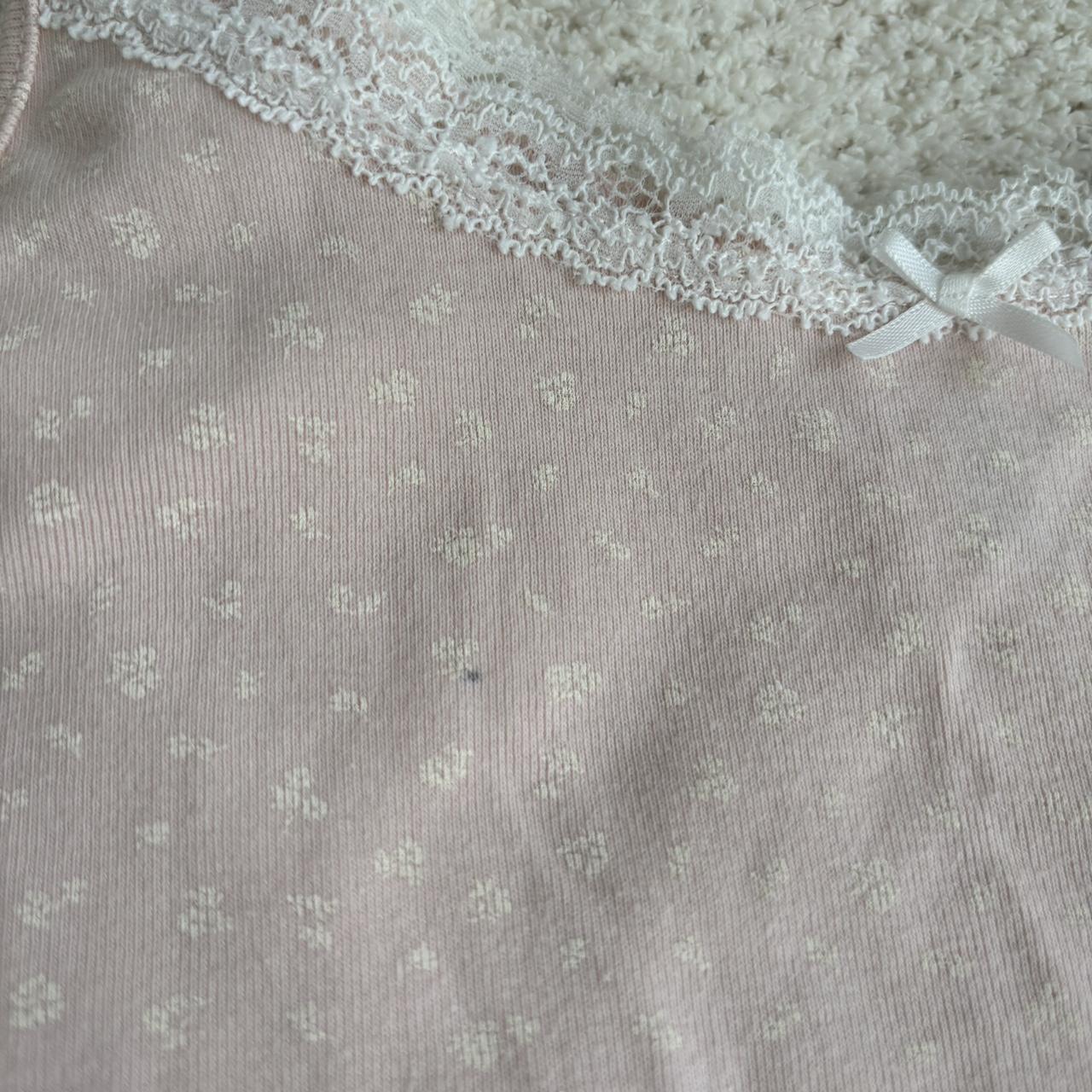 Brandy Melville Skylar pink floral lace tank Tiny... Depop