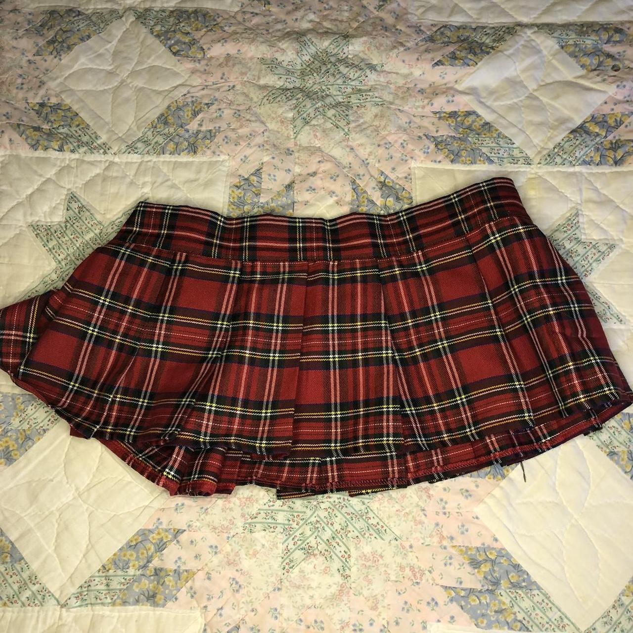 Red plaid mini skirt Size / small - Depop