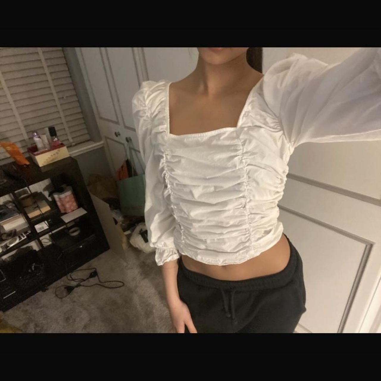 zara white ruffled top worn once still good... Depop