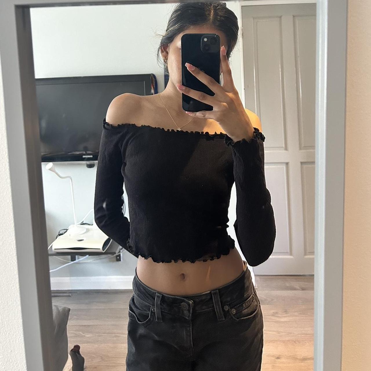 Black bardot top h&m best sale